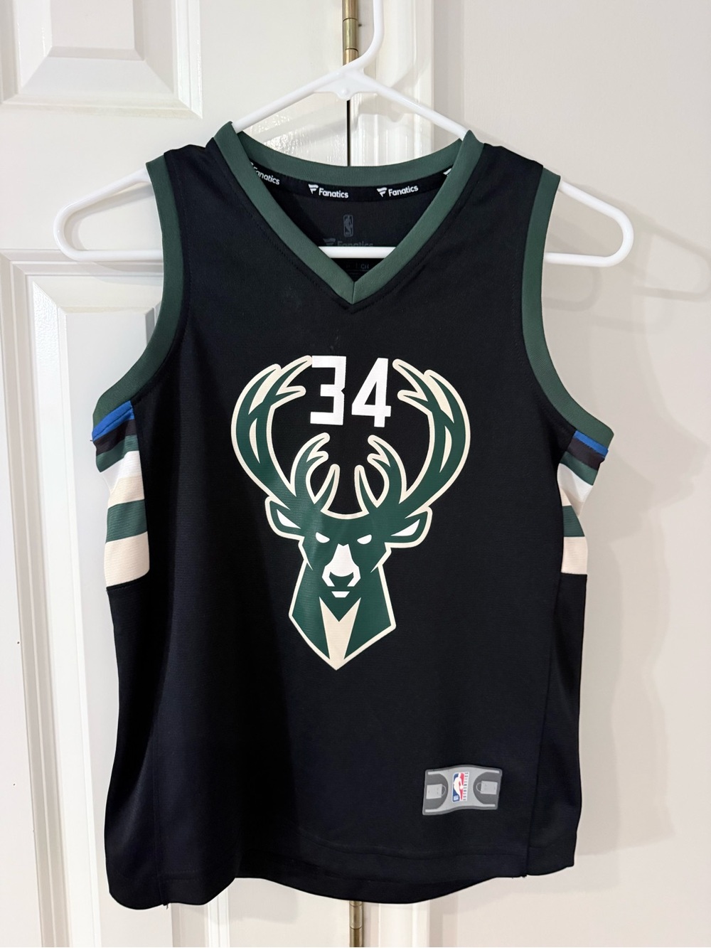 Fanatics Black & Green Milwaukee Bucks #34 Kids Jersey Tank